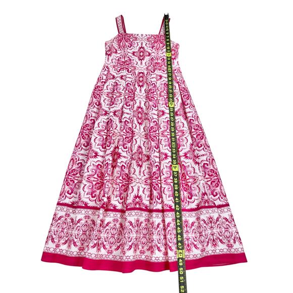 Talbots Women's Printed Tie Waist Midi Dress Size 6 Petite Pink Medallion - Picture 16 of 16